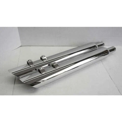 1995-2016 Harley Davidson Angle Cut Slip On Muffler Chrome Exhaust 1.75 Baffle
